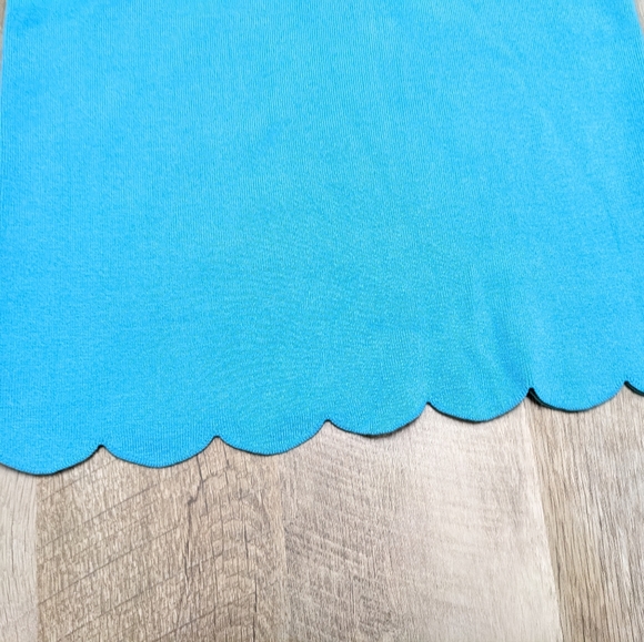 Talbots Aqua Sweater Top Scallop Hem - Picture 3 of 9